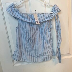Francesca's Collections Blue Striped One-Shoulder Tie Camisole